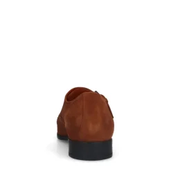 Van Lier Cognac suède gespschoenen^Heren Gespschoenen