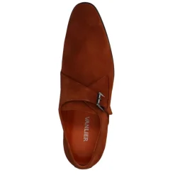 Van Lier Cognac suède gespschoenen^Heren Gespschoenen