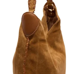 Manfield Cognac suède handtas met gevlochten details^ Handtassen