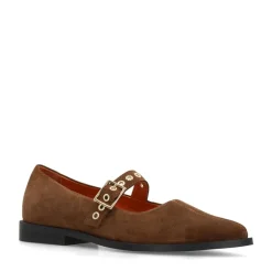 Manfield Cognac suède loafers^DAMES Loafers