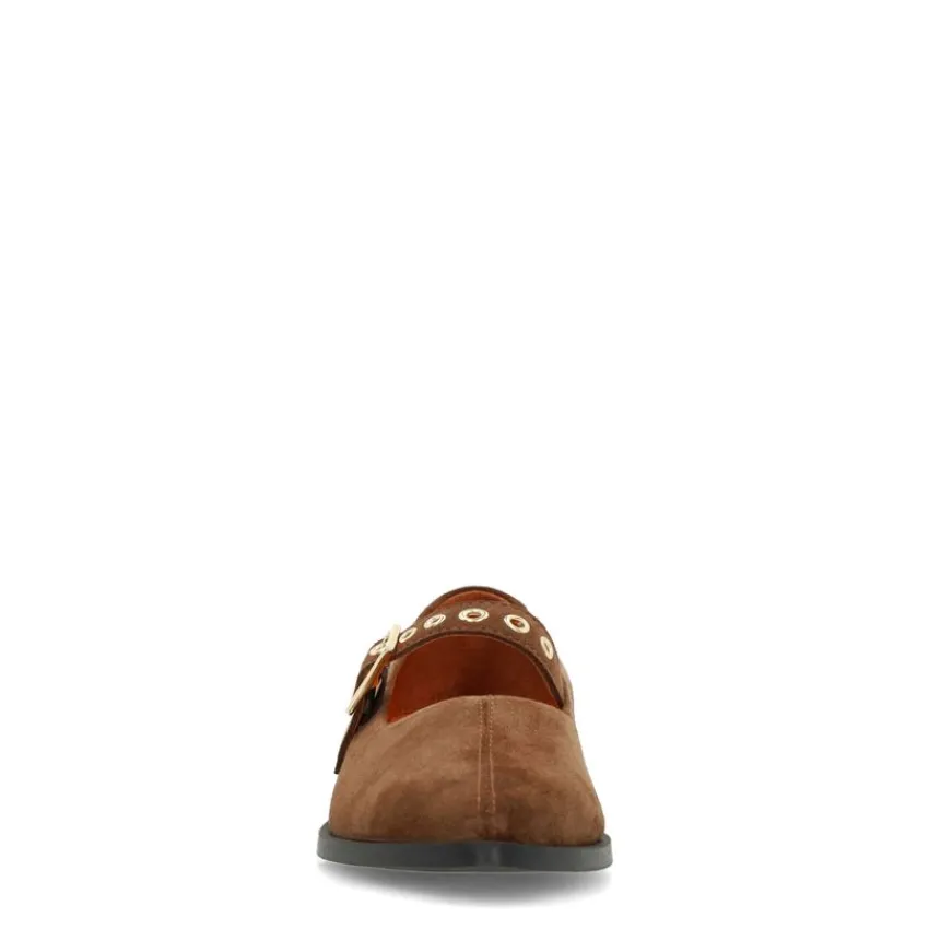 Manfield Cognac suède loafers^DAMES Loafers