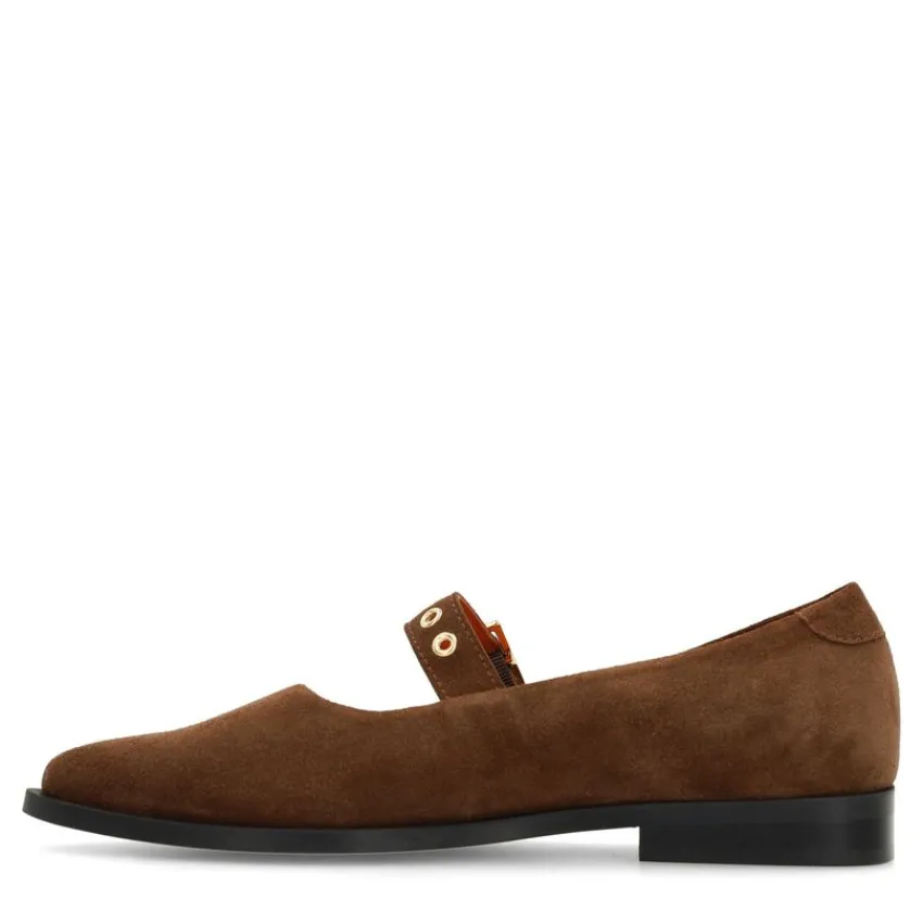 Manfield Cognac suède loafers^DAMES Loafers