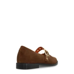 Manfield Cognac suède loafers^DAMES Loafers