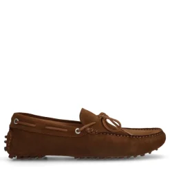 Manfield Cognac suède loafers^Heren Loafers