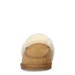 Manfield Cognac suède pantoffels^DAMES Pantoffels