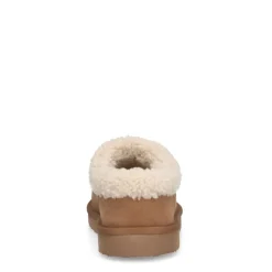 Manfield Cognac suède pantoffels met imitatie wol^Heren Pantoffels