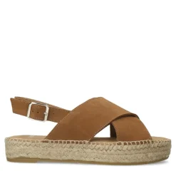 Manfield Cognac suède sandalen^DAMES Espadrilles|Sandalen