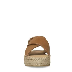 Manfield Cognac suède sandalen^DAMES Espadrilles|Sandalen