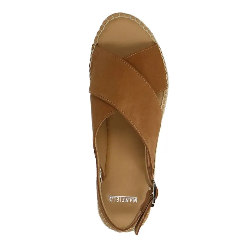 Manfield Cognac suède sandalen^DAMES Espadrilles|Sandalen
