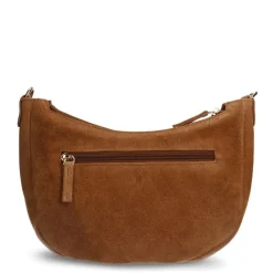 Manfield Cognac suède schoudertas^ Schoudertassen