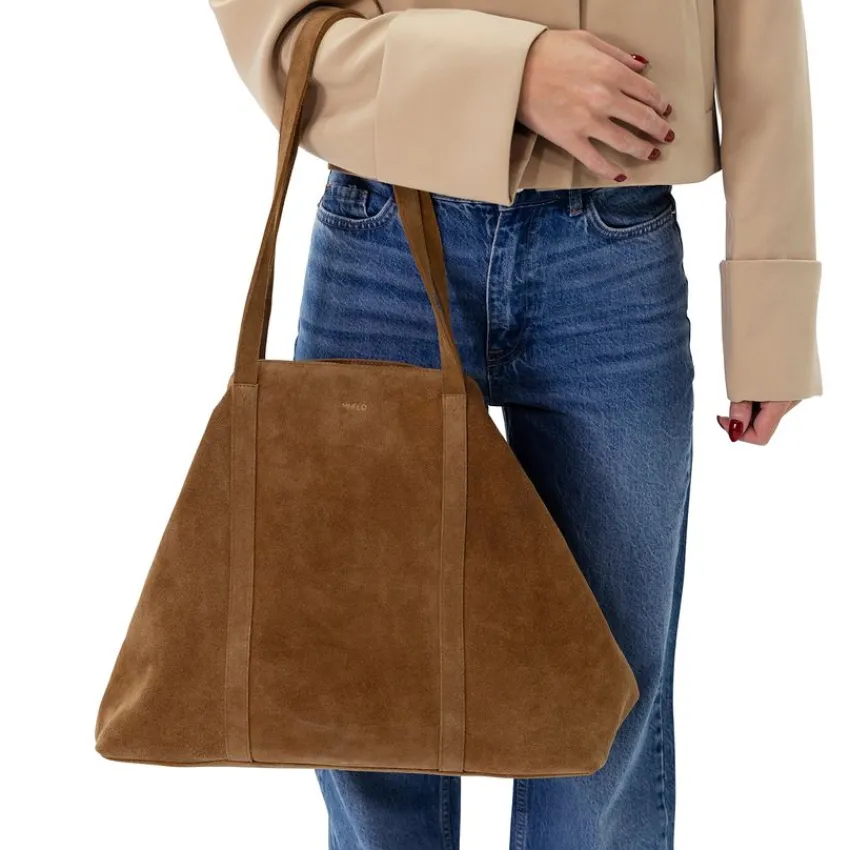 Manfield Cognac suède shopper^ Shoppers