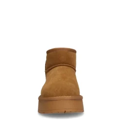 Manfield Cognac suède snowboots^DAMES Enkellaarsjes