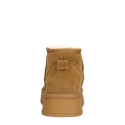 Manfield Cognac suède snowboots^DAMES Enkellaarsjes