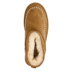 Manfield Cognac suède snowboots^DAMES Enkellaarsjes