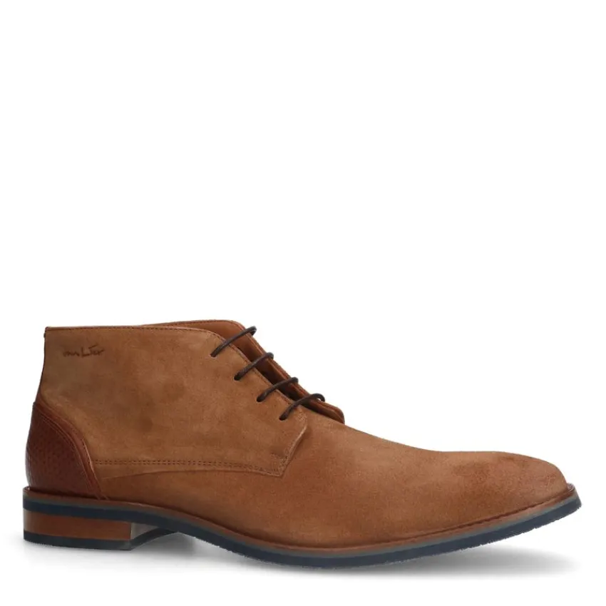 Van Lier Cognac suède veterboots^Heren Boots