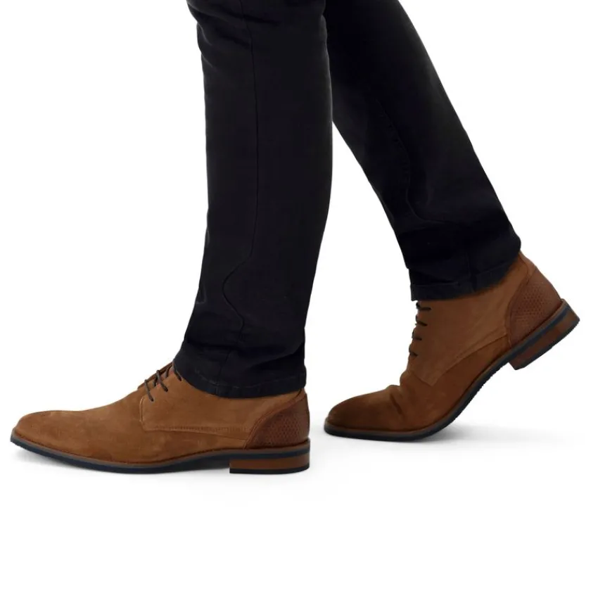 Van Lier Cognac suède veterboots^Heren Boots