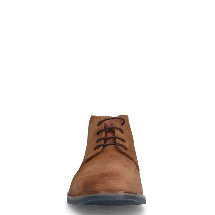 Van Lier Cognac suède veterboots^Heren Boots