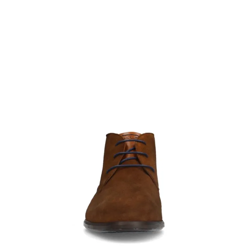 Van Lier Cognac suède veterboots^Heren Boots