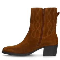 Manfield Cognac suède western boots^DAMES Enkellaarsjes