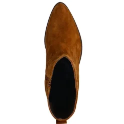 Manfield Cognac suède western boots^DAMES Enkellaarsjes