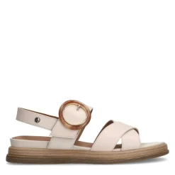 No Stress Créme witte leren plateau sandalen met gesp^DAMES Sandalen