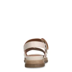 No Stress Créme witte leren plateau sandalen met gesp^DAMES Sandalen