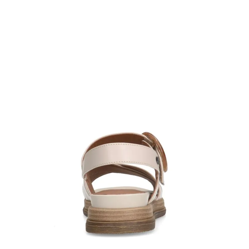 No Stress Créme witte leren plateau sandalen met gesp^DAMES Sandalen