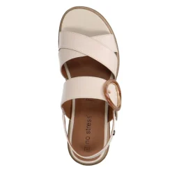 No Stress Créme witte leren plateau sandalen met gesp^DAMES Sandalen