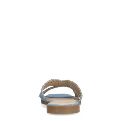 Manfield Denim canvas slippers met zilverkleurige studs^DAMES Slippers