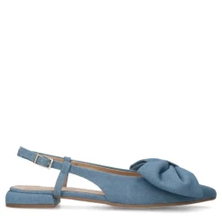 Manfield Denim slingbacks met strik^DAMES Pumps|Loafers