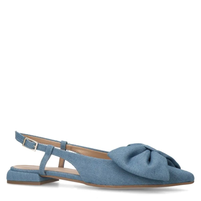 Manfield Denim slingbacks met strik^DAMES Pumps|Loafers