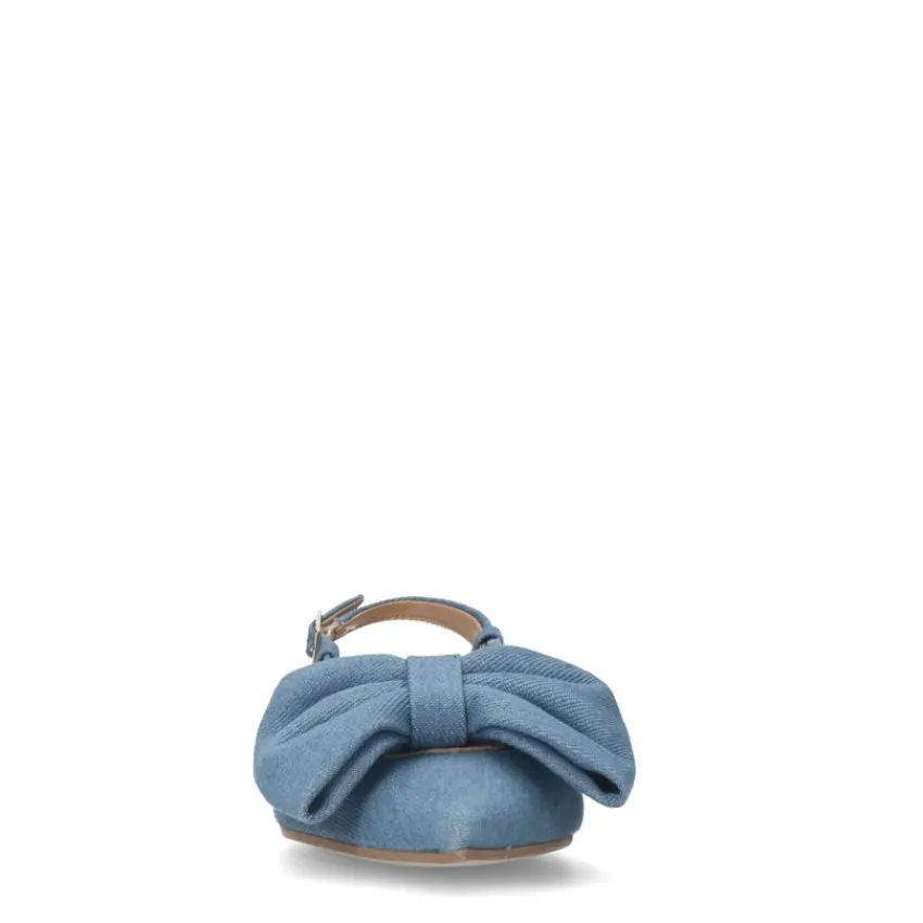 Manfield Denim slingbacks met strik^DAMES Pumps|Loafers