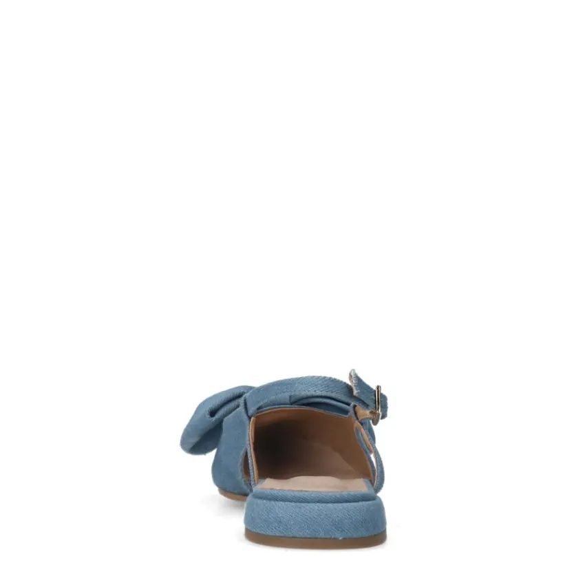 Manfield Denim slingbacks met strik^DAMES Pumps|Loafers