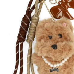 Manfield Dog bag charm met bruine korten^ Bag Charms