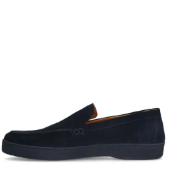 Manfield Donker blauwe suède loafers^Heren Loafers