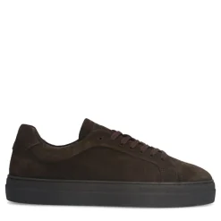 Manfield Donker bruine suède sneakers^Heren Sneakers