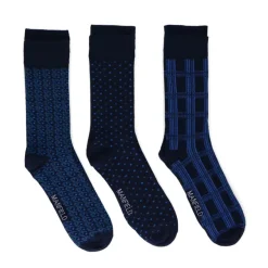 Manfield Donkerblauwe 3 pack sokken^ Sokken