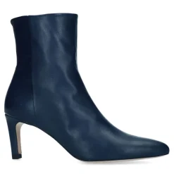 Manfield Donkerblauwe leren enkellaarsjes met hak^DAMES Enkellaarsjes