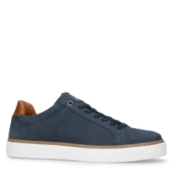 No Stress Donkerblauwe nubuck sneakers^Heren Sneakers