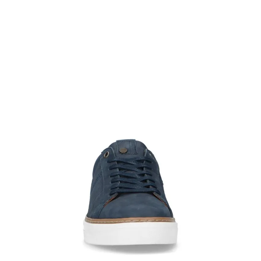 No Stress Donkerblauwe nubuck sneakers^Heren Sneakers