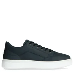 Manfield Donkerblauwe nubuck sneakers^Heren Sneakers