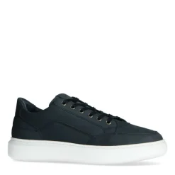Manfield Donkerblauwe nubuck sneakers^Heren Sneakers