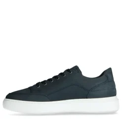 Manfield Donkerblauwe nubuck sneakers^Heren Sneakers