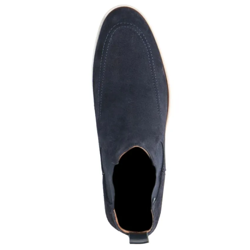 Manfield Donkerblauwe suède chelsea boots^Heren Boots