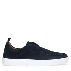 Manfield Donkerblauwe suède loafers^Heren Loafers