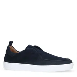 Manfield Donkerblauwe suède loafers^Heren Loafers