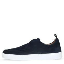 Manfield Donkerblauwe suède loafers^Heren Loafers