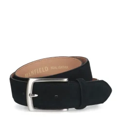 Manfield Donkerblauwe suède riem^ Riemen