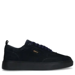 Manfield Donkerblauwe suède sneakers^Heren Sneakers