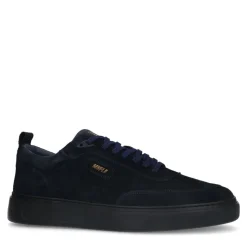 Manfield Donkerblauwe suède sneakers^Heren Sneakers